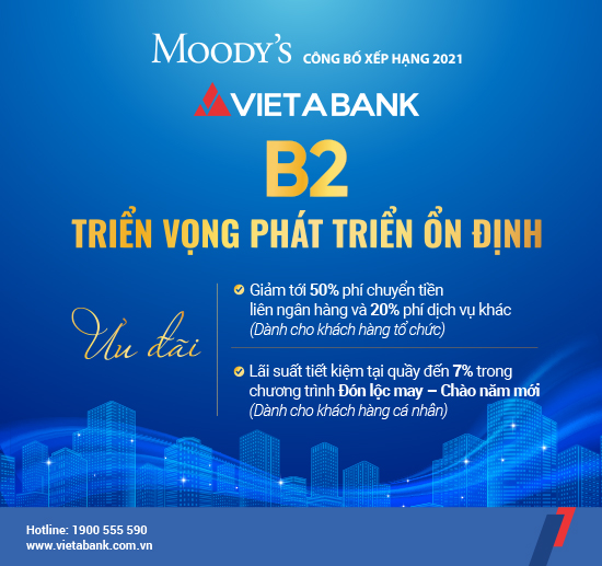 CHÀO MỪNG SỰ KIỆN VIETABANK ĐƯỢC MOODY’S XẾP HẠNG TÍN NHIỆM B2 – TRIỂN VỌNG ỔN ĐỊNH