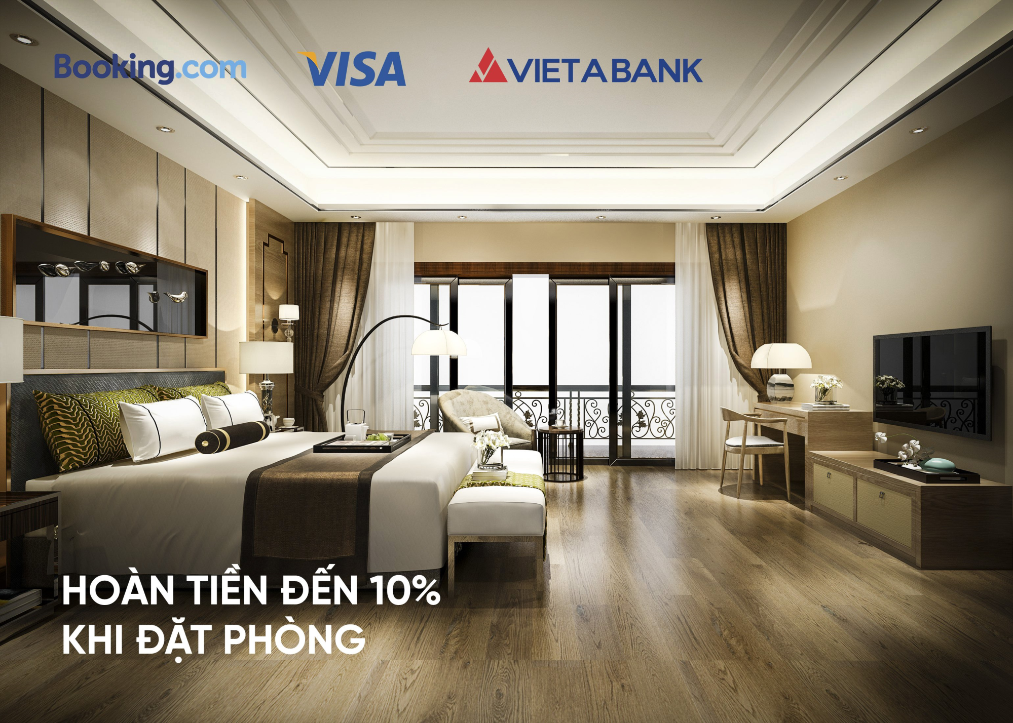 Hoàn tiền lên đến 10% khi đặt phòng với thẻ VietABank Visa tại Booking.com