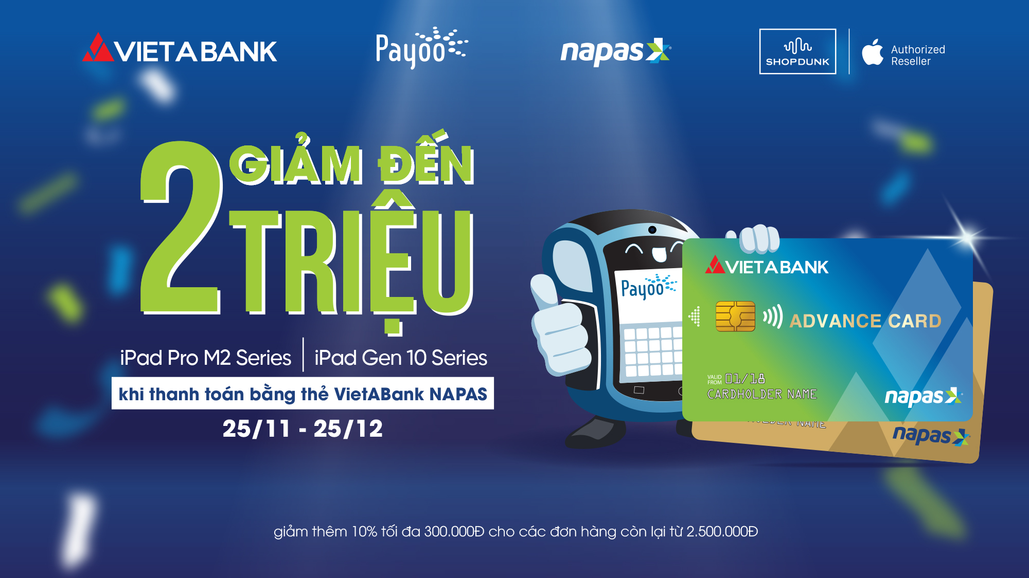 Giảm đến 2 triệu đồng khi mua iPad tại ShopDunk bằng thẻ Napas